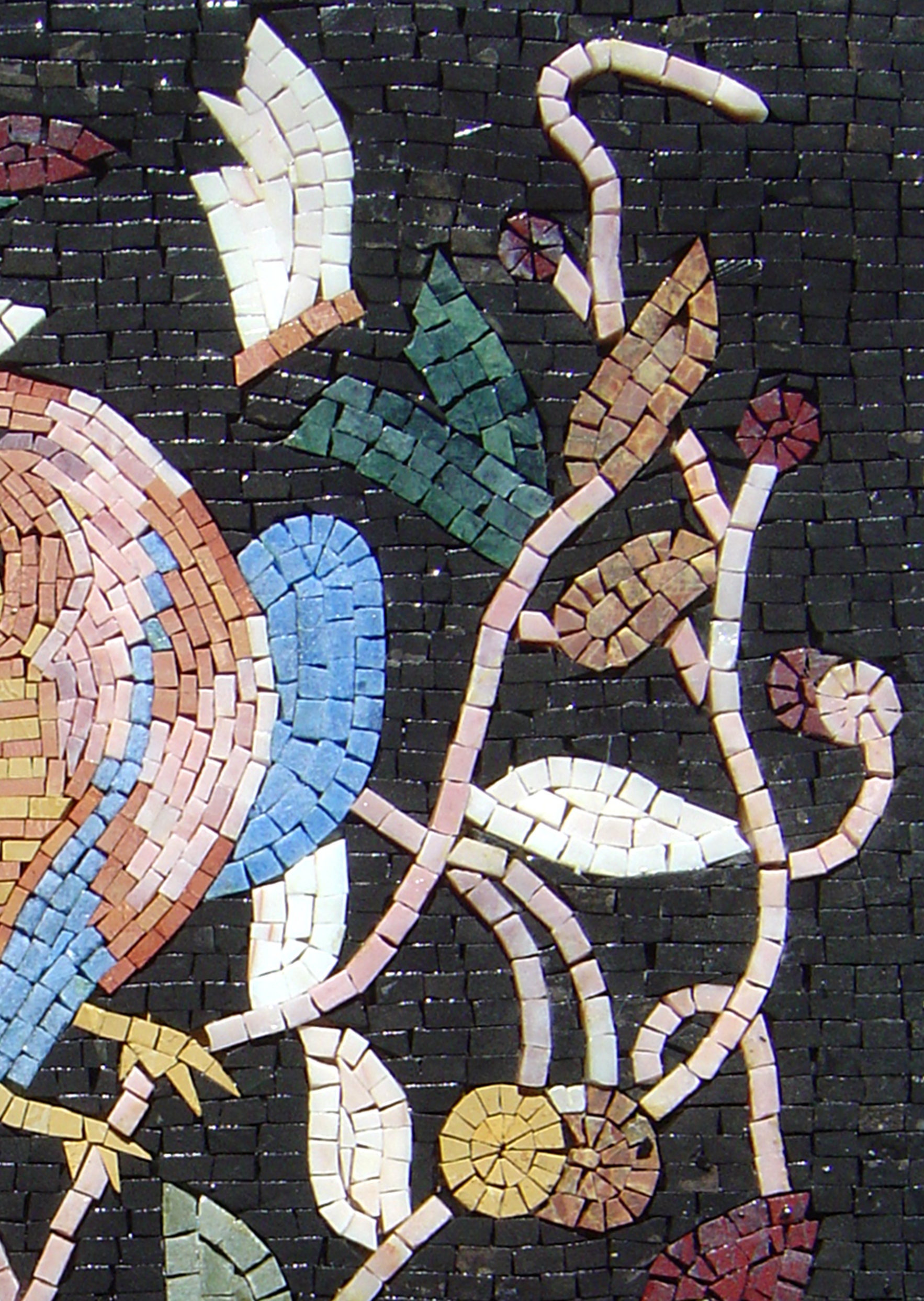 手作りの鳥のモザイクタイルアート：花柄の壁飾り（32x22） - Etsy 日本