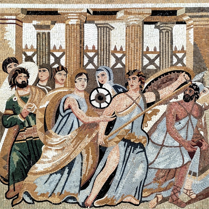 Handmade Roman Emperor Mosaic Mural: Ancient Art Reproduction - Etsy