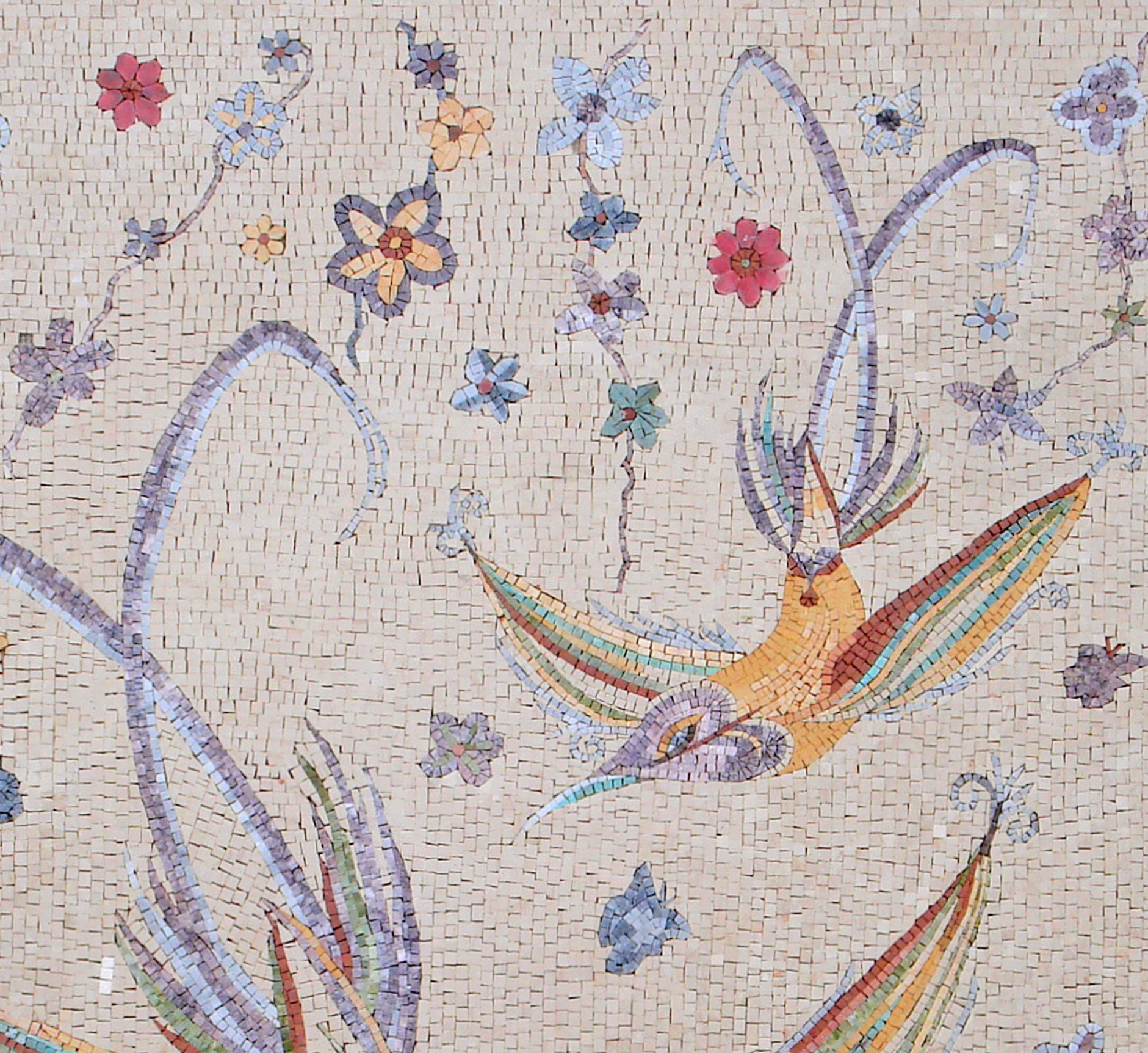 Hummingbird Tile Inlay Hummingbird Mosaic Tile Art: Botanical Floral Wall Decor - Etsy