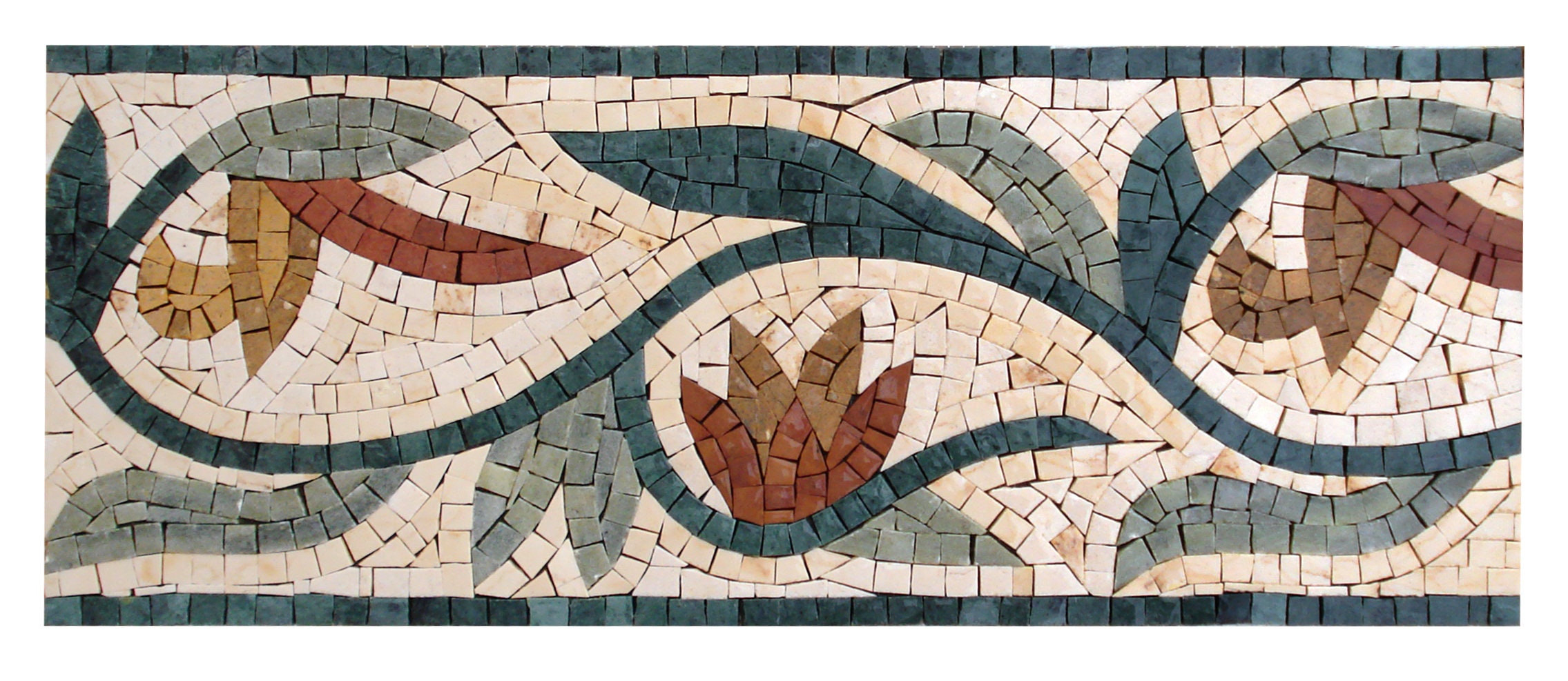 8” BOTANICAL MOSAIC BORDER | Botanical Floral Artwork Mosaic Borders For Living Room |Interior, Outdoor Room And House Warming Wall Tiles