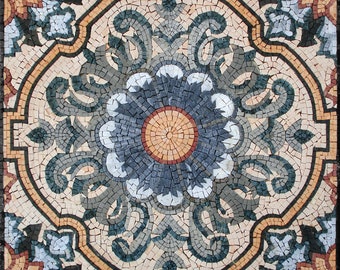 32" Floral Pattern Square Mosaic Design