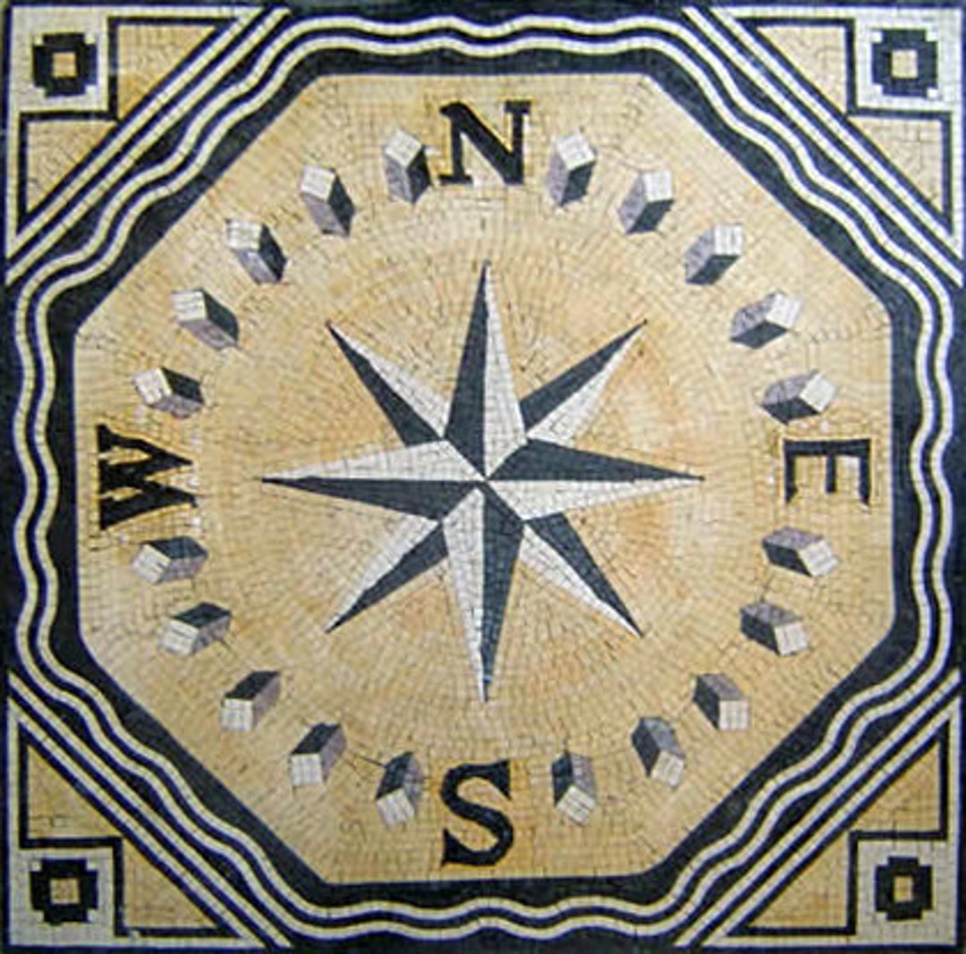 48” NAUTICAL ROSE BACKSPLASH | Compass Mosaic Tiles for New Home ...