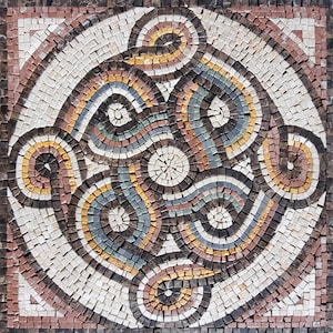 Handmade Marble Mosaic Tile: Abstract Pattern Inlay Artwork (24")