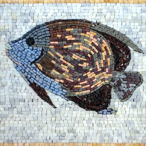 FISH MOSAIC TILES |Sea Life Animal Mosaic Tiles For Living Room Walls | Fish Sea Nature Artwork Tiles For Interior Hall And Rooms Decor