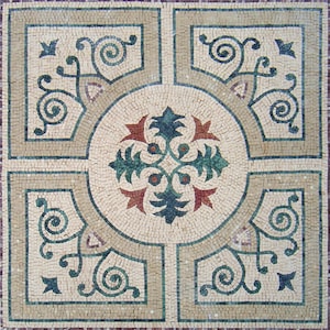 Handmade Geometric Marble Mosaic Backsplash: 48" Square Medallion