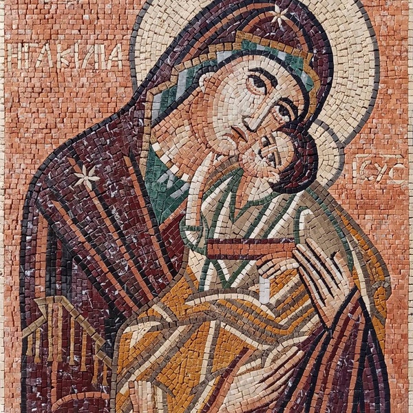 Handmade Angel Mosaic Tile Art: Religious Wall Decor (32” x 24”)