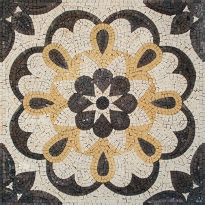 Handmade Floral Marble Mosaic Tile - 24” Square