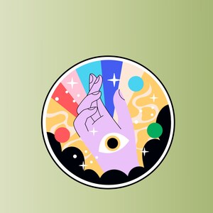 Hippie Sticker, trippy, Sticker, Augen, Discokugel