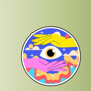 Hippie Sticker, trippy, Sticker, Augen, Discokugel
