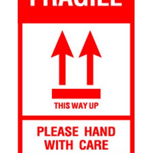 breekbare stickers, sticker, voorzichtig behandelen, deze kant op