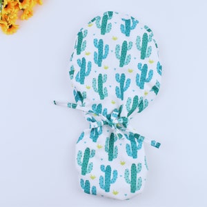 Ponytail scrub cap, Cactus surgical cap women. Surgical cap with ponytail, Scrub caps for women,Dentist surgery cap.Euro Scrub Cap for women