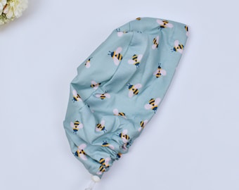 Bees surgical cap. Medical Scrub Cap and badge holder. Dental scrub cap, Scrub caps for women, Satin lined scrub cap.