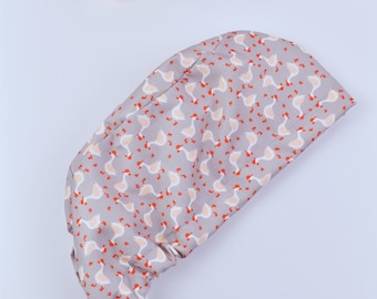 Chickens Funny Euro-scrubmuts voor dames, operatiemuts met paardenstaart. Met satijn gevoerde optie, schrobmutsen in Euro-stijl Chickens, 3 STYLE-schrobmutsen.