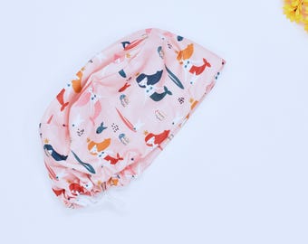 Mermaid Ponytail scrub caps for women, floral Surgical hat. Satin Lined Option Surgical cap, mermaid Sea Euro scrub caps for women.
