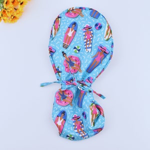 Summer ponytail scrub cap, Surgical cap women. Ponytail scrub hat, Scrub caps for women. Satin Lined Option, euro scrub cap, Satin scrub cap