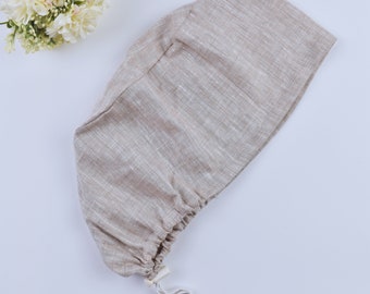 Euro Scrub Cap from premium Linen for Women, Surgical cap Satin Lined Option, Medical Scrub Cap, elastic and adjustable toggle