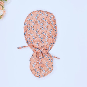 Floral Ponytail scrub cap, Surgical hat. Satin Lined Option Surgical cap, Floral Euro scrub cap, Scrub caps for women, Women&#39;s Scrub Caps