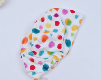 Polka dot Euro Scrub Cap for Women, Watercolor dot Ponytail Scrub Cap for Women, Watercolor dot Surgical scrub cap men,Satin lined scrub cap