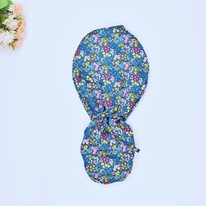 Flower Euro Scrub Cap for Floral Euro Scrub Cap. Surgical cap Satin Lined Option. Satin lined scrub cap. Floral Ponytail scrub cap for women