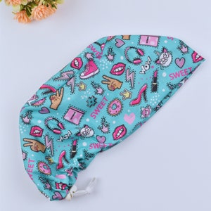 Daily Work scrub cap, Sweet / Wow scrub cap, Lifestyle Scrub cap, Satin Lined Option, Euro scrub cap, Ponytail scrub cap 3 STYLE scrub cap.