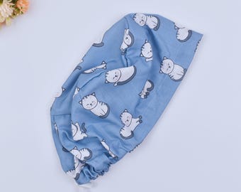 女性用猫ユーロ スクラブ キャップ、猫ポニーテール スクラブ キャップ、面白い猫ユーロ スクラブ キャップ、猫サージカル キャップ、サテン裏地付きスクラブ キャップ。