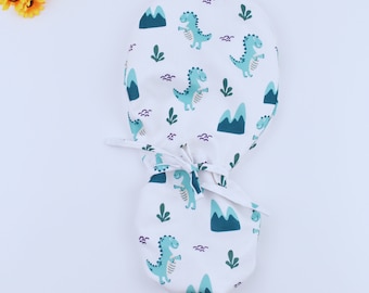 Dinosaur print women’s scrub cap, scrub hat dinosaurs. Surgical cap with ponytail, satin lined Euro style Scrub Caps For Women,
