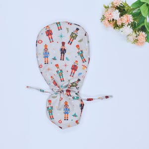 Nutcracker holiday Ponytail scrub cap for women, Christmas Surgical scrub cap, Winter Surgical cap. Euro scrub cap with satin lining cap,