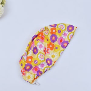 Boho Floral Euro Scrub Cap for Women, Surgical cap Satin Lined Option, Ponytail scrub hat, Scrub caps for women. Satin Lined scrub cap.