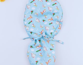 Dinosaurs ponytail scrub cap, Satin Lined scrub cap. Surgical cap women. Surgical cap with ponytail, Scrub caps for women.