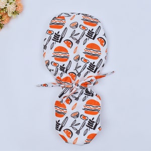Ponytail scrub cap, Scrub cap with ponytail holder, Surgical cap with ponytail, Funny Scrub caps for women, Satin Lined scrub cap