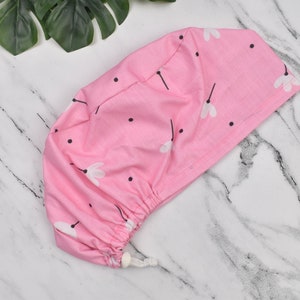 Floral Euro Scrub Cap for Women, Surgical cap Satin Lined Option. Satin lined scrub cap.