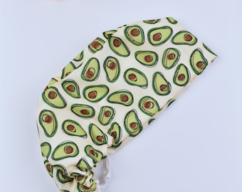 Avocado scrub cap, Scrub caps for women. Medical Scrub Cap, Satin Lined Option, Euro scrub cap, Ponytail scrub cap, 3 STYLE scrub caps.