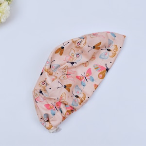 Butterflies Euro Scrub Cap for Women, Surgical cap Satin Lined Option, Satin lined scrub cap. Scrub cap in 3 Styles.