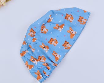 女性用猫ユーロ スクラブ キャップ、猫ポニーテール スクラブ キャップ、面白い猫ユーロ スクラブ キャップ、猫サージカル キャップ、サテン裏地付きスクラブ キャップ。
