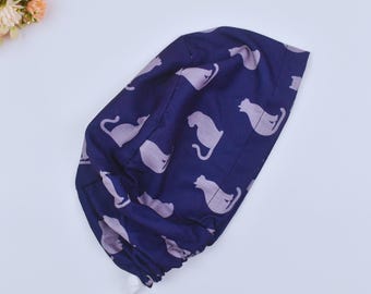 Cats Euro Scrub Cap for Women, Funny Cat Scrub Cap. Cats Ponytail scrub caps, Surgical cap Satin Lined Option. Satin lined scrub cap.