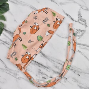 Foxes Surgical cap, Funny scrub cap. Unisex surgical cap. Dental Scrub Cap, Satin lined scrub cap.