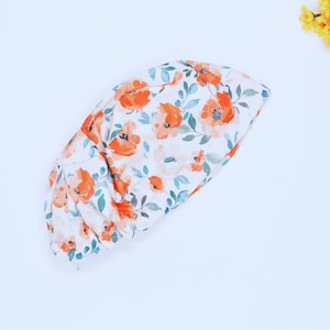 Floral with leaf Ponytail scrub cap, Surgical cap. Satin Lined Option Surgical cap, Floral Euro scrub cap, Scrub caps for women.