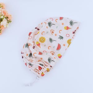 Summer Euro Scrub Cap for Women, Summer ponytail scrub cap, Surgical cap Satin Lined Option. Scrub caps for women, Satin lined scrub cap.