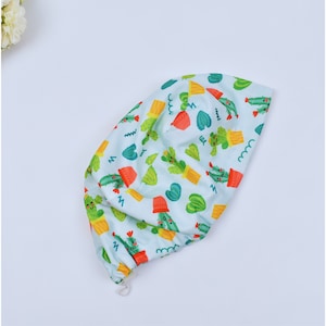 Cactus Garden Euro Scrub Caps, Euro Scrub Cap for Women, Surgical cap Satin Lined Option. Satin lined scrub cap. scrub cap in 3 STYLES.