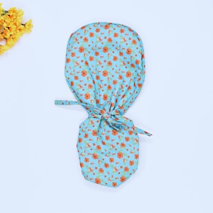 Floral Ponytail scrub cap, Surgical cap women. Satin Lined Option Surgical cap, Floral Euro scrub cap, Scrub caps for women. women scrub hat