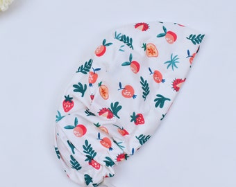 Fruit Euro scrub cap, Euro Scrub Cap for Women, Surgical cap Satin Lined Option. Satin lined scrub cap. Scrub cap in 3 Styles.