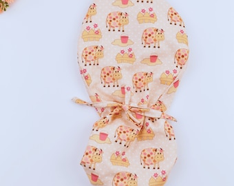 Cows ponytail scrub cap, Funny Surgical cap for women. Scrub caps for women. Surgical cap with ponytail, Satin Lined Scrub cap