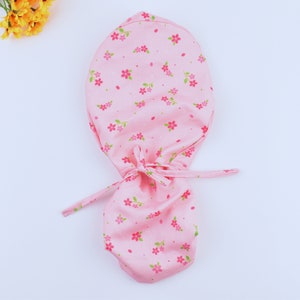 Floral ponytail scrub cap, Floral euro scrub cap, Summer scrub cap with ponytail holder. Satin Lined scrub cap, Scrub caps for women.
