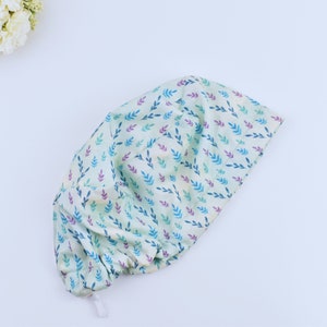 Flowers Euro Scrub Cap for Women, Floral Euro Scrub Cap. Surgical cap Satin Lined Option. Satin lined scrub cap.