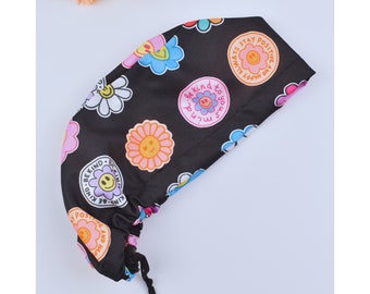 Be Art Euro Scrub Caps, bleiben Sie positiv Chirurgische Scrub Hats, Optional Satin Futter und Knöpfe, 100% Baumwolle, Europäische Scrub Cap mit Knebelverschluss