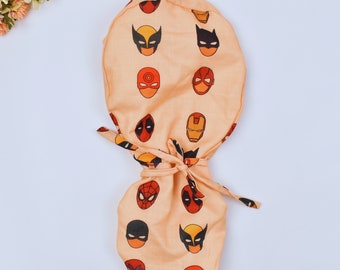 Dessins de personnages de casquettes chirurgicales. Boutons et doublure en satin en option. 100 % coton. Meilleurs chapeaux d'infirmières médicales. Bonnets unisexes, 3 STYLE Cap