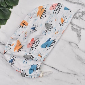 Summer Euro Scrub Cap for Women, shark scrub cap, Surgical cap Satin Lined Option. Satin lined scrub cap.