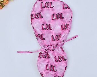Comic style Ponytail scrub caps for women, Funny LOL Euro scrub cap women, Surgical cap. scrub cap women,scrub cap men,Satin Lined scrub cap