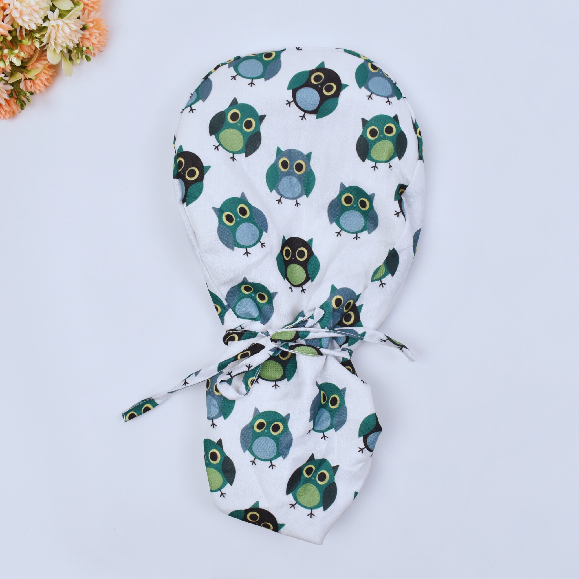 Owl bird Euro Scrub Cap for Women, Owl bird Surgical cap Satin Lined Option, scrub caps for women eu