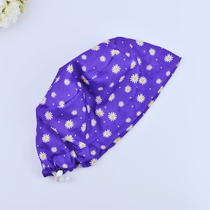 Flowers Euro Scrub Cap for Women, Floral Euro Scrub Cap. Surgical cap Satin Lined Option. Satin lined scrub cap.